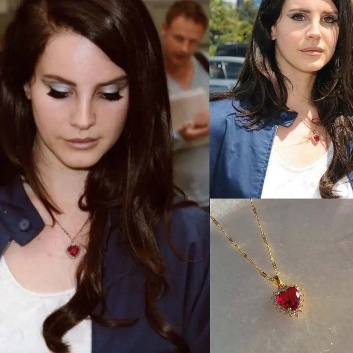 2023 Lana Del Rey Necklace Dainty Princess Collection Red Crystal Heart Necklace Choker for Women Jewelry Daughter Mom Love Gift