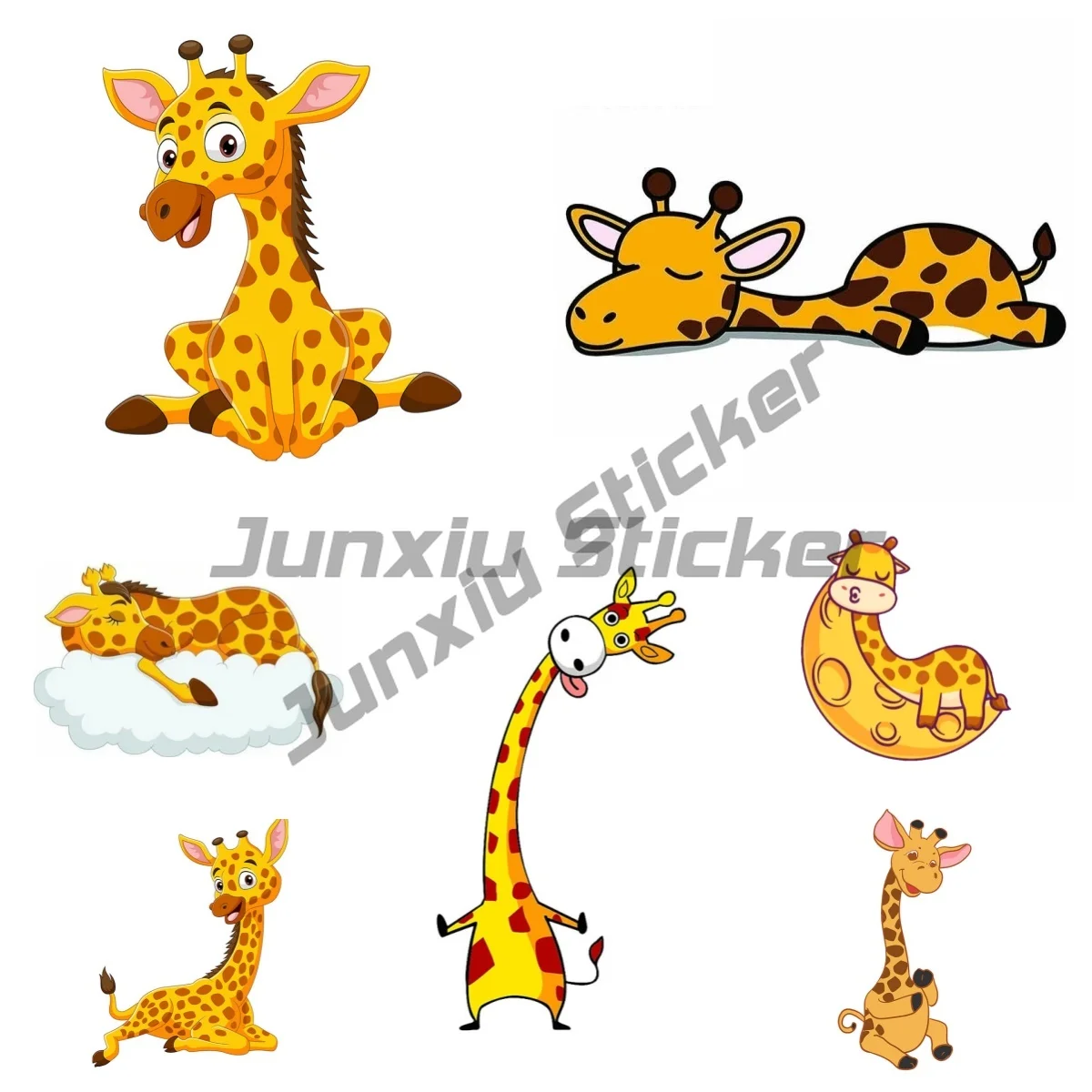 Cartoon Cute Giraffe Car Sticker Funny Vinyl Waterproof Car Body Window Decals Laptop Decor Car Accessories