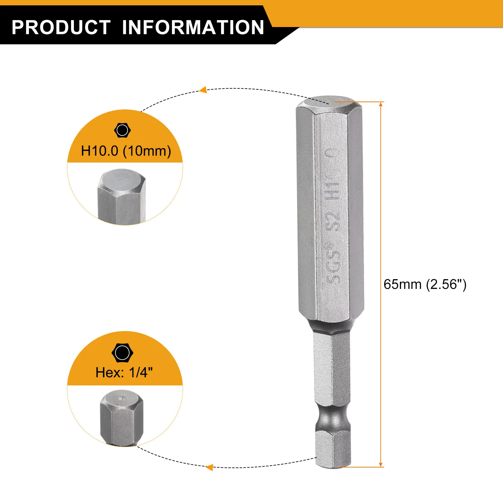 Hex Head Drill Bit Wrench 1.5/2/2.5/3/4/5/6/8/10/12mm Metric 1/4