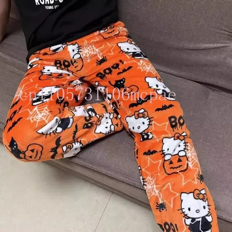 

Y2K Christmas Hello Kitty Pajama Pants Anime Flannel Fashion Pants Cute Cartoon Couple Casual Loungewear Women Leisure Trousers