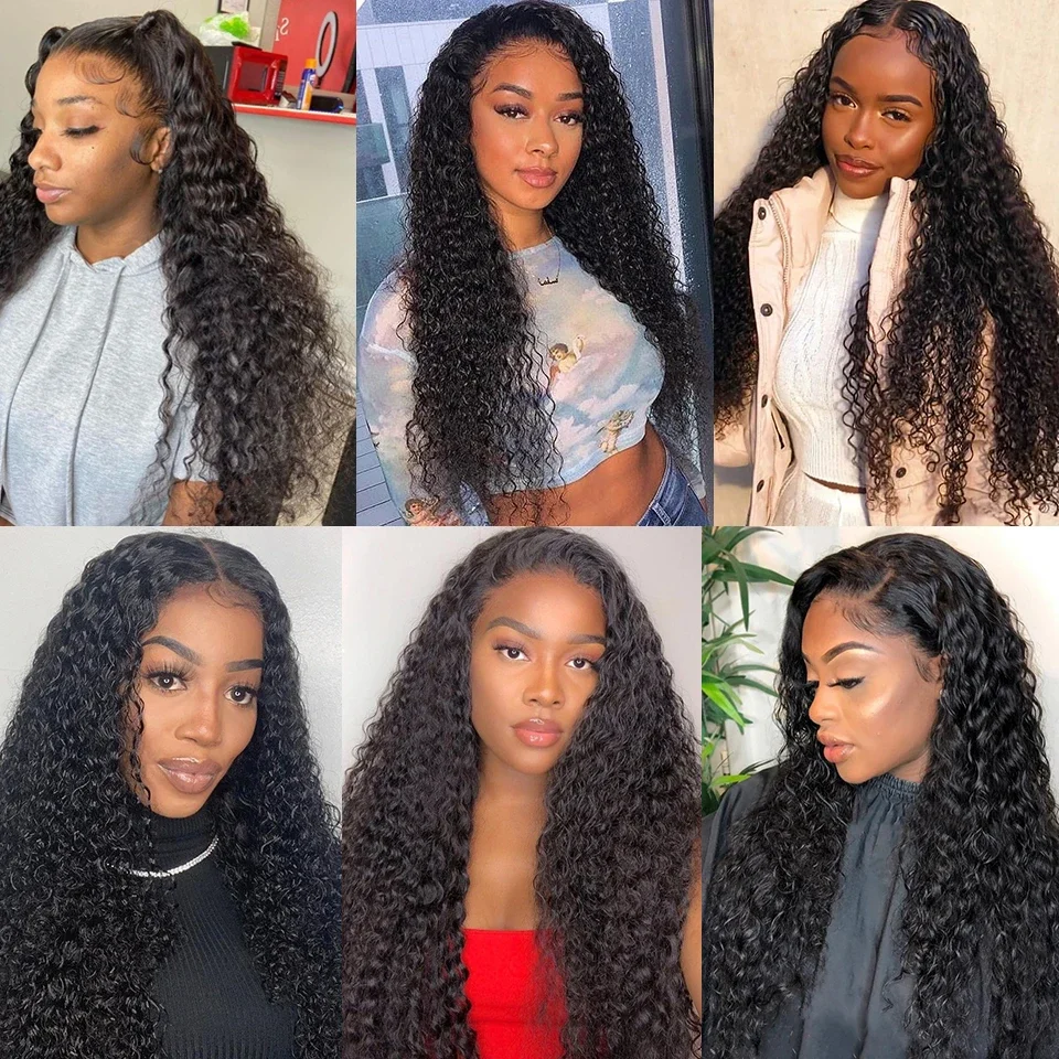 Perruque Lace Front Wig Deep Wave Naturelle, Cheveux Humains, 30 40 Pouces, 13x4, 13x6, Densité 250, Transparent HD, pour Femme