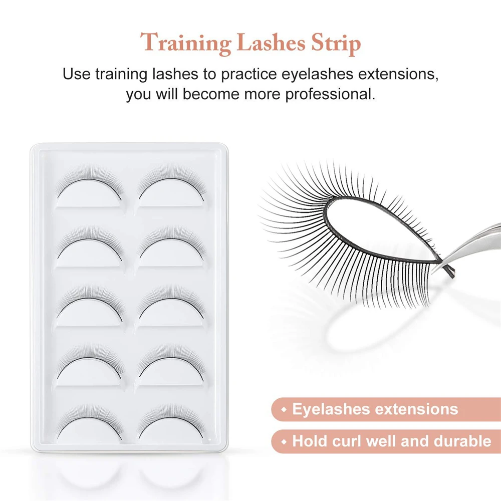 5/10 Pairs Artificial Fiber Eyelash Practice Grafting Beauty Training Supplies Anti-Real Eyelashes Protection for Beginners