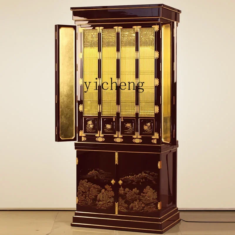 v9.9-Living Room Modern Solid Wood Buddha Shrine with Door Clothes Closet Buddha Hall Buddha Altar Altar