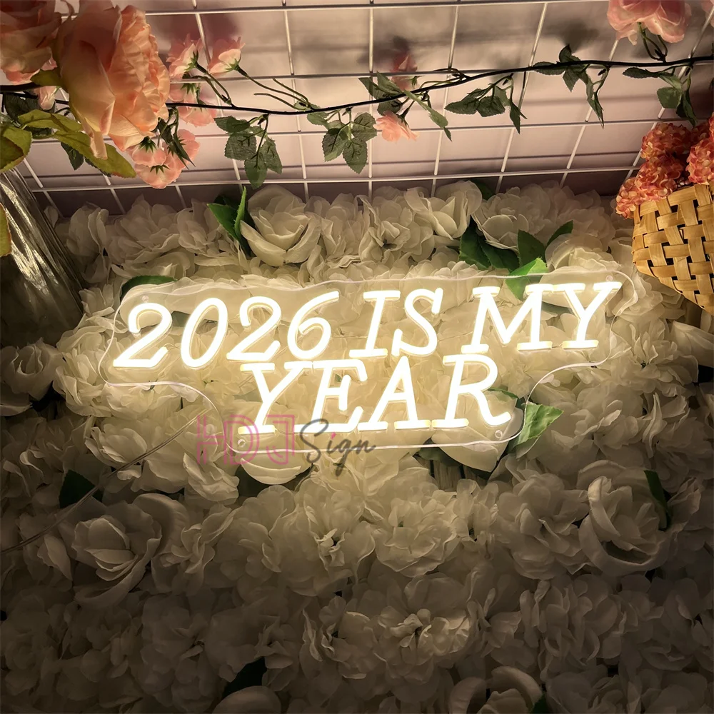 

2026 New Year Neon LED Neon Bedroom Wall Decor New Year's Eve Party Supplies USB Powered Happy New Year Decoration Gift