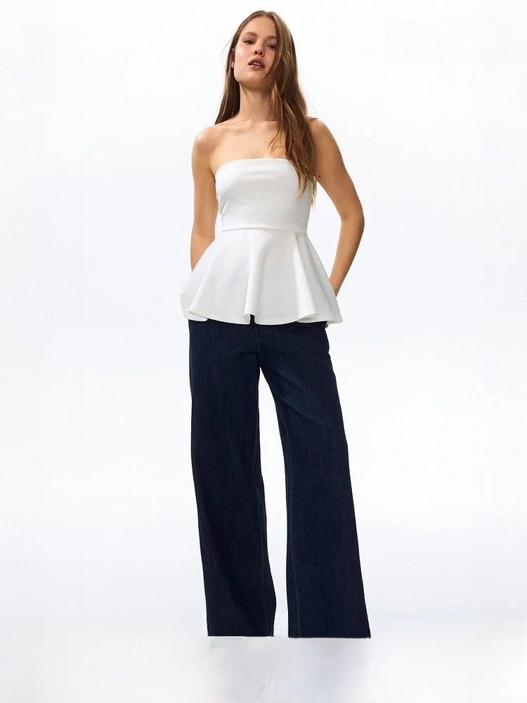 

H&M Women's Jeans Elastic Waist Loose Fit Cotton And Lenzing Lyocell Summer New Arrival Ladies Jeans Natural Waist Jeans