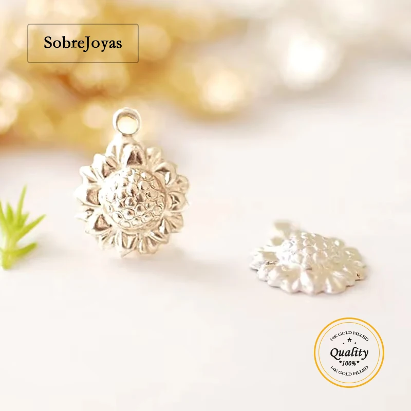 

9mm Sunflower Charm 925 Sterling Silver Summer Flower Head Pendant for Necklace And Earrings Jewelry Making Accessories