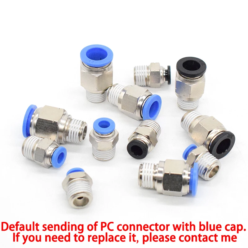 5Pcs/10Pcs Copper nickel plated material NPT threaded straight connector PC series PC04-N01 PC06-N02 PC8-N03 PC10-N04 PC12-N04