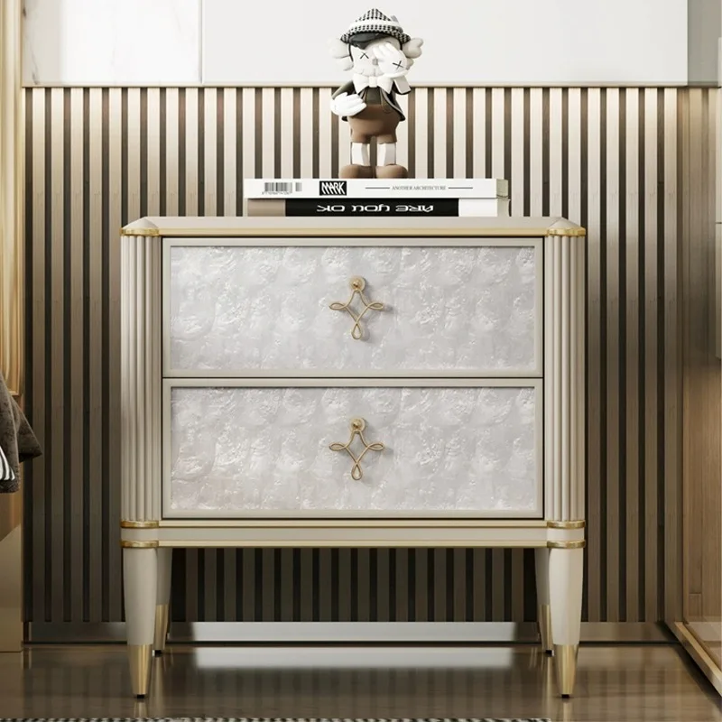 Light luxury bedside table American bedroom solid wood small shell locker modern simple high-end new bedside table