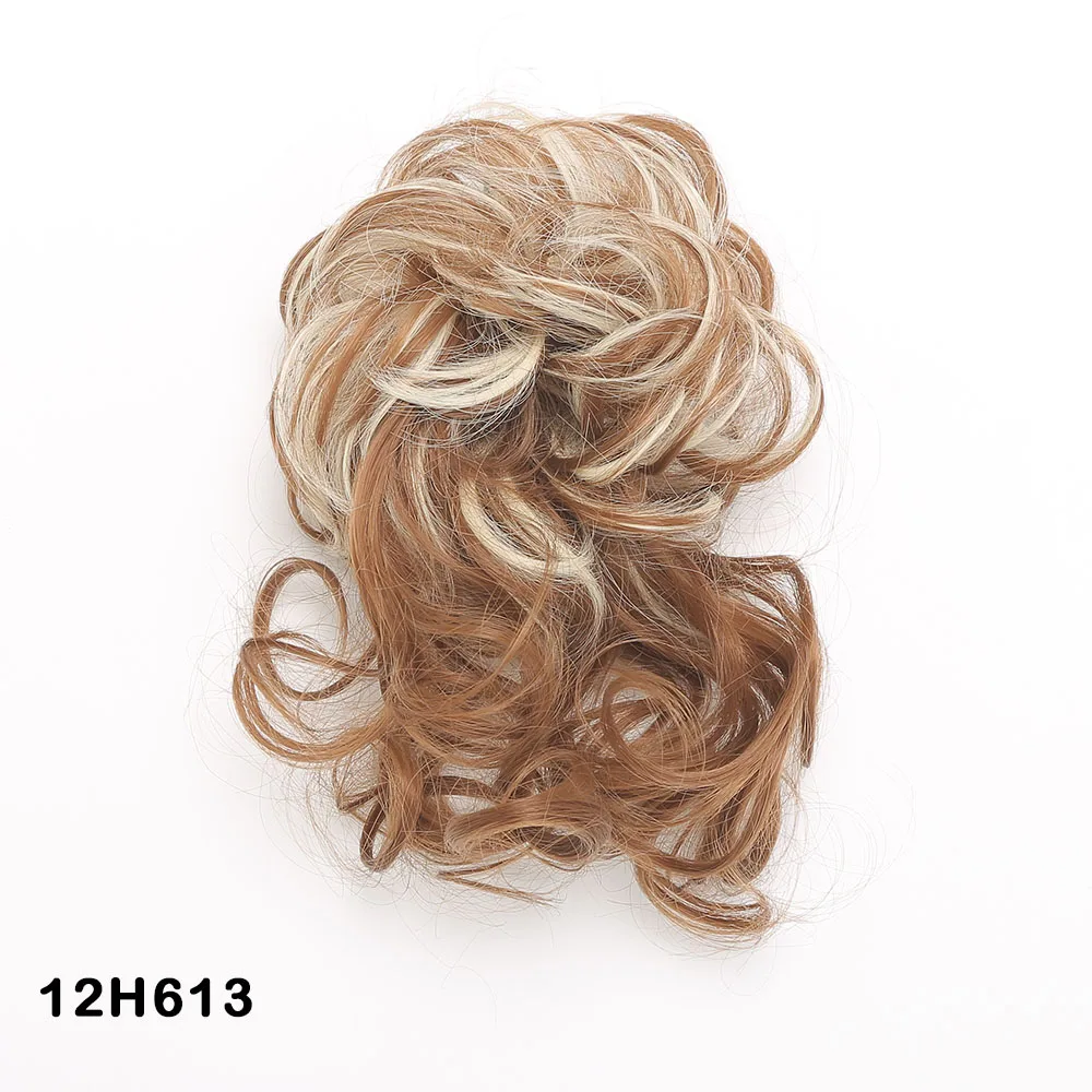 Jeedou Synthetic Messy Bun Hair Scrunchies Curly HairPiece Updo With Rubber Hair Ring Wrap Around on Hair Tail Chignon