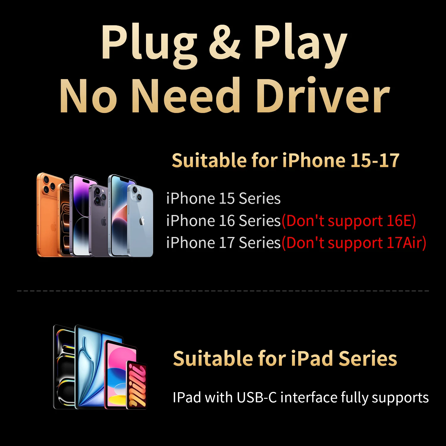 Adapter USB-C do HDMI, kompatybilny z iPadem i iPhone 16/17/18, przenośny adapter do projektora z obsługą 4K60Hz i szybkim ładowaniem PD, funkcja kopiowania obrazu z ekranu. — zdjęcie produktu 6