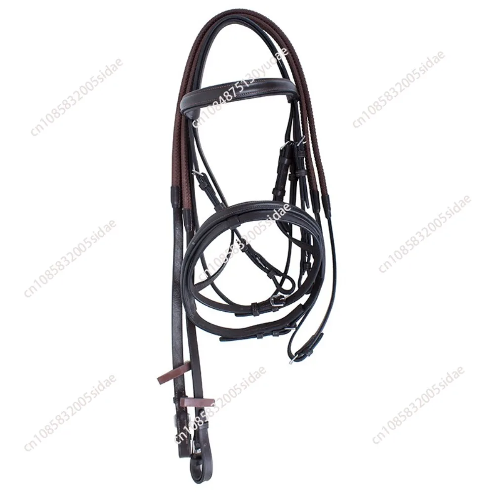 High Quality Reins with Rubber bridle Cowhide Leather Halter Riding horse tools riders