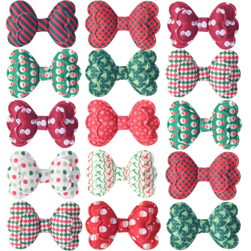 

200pcs Baby Girl Christmas Tree & Santa Print Hair Bows Hair Clips & Barrettes Bulk Xmas Hair Accessories for Kids