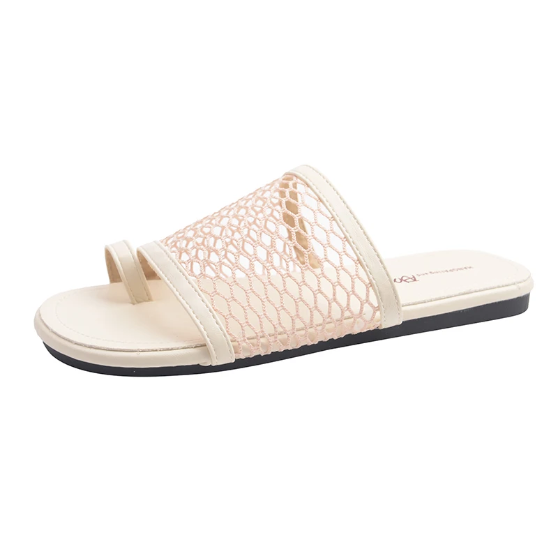 الجوف خارج موضة تو تغطي في الهواء الطلق المرأة أحذية مفتوحة للنساء 2025 جديد الصيف تنفس عادية شقة القاع النعال