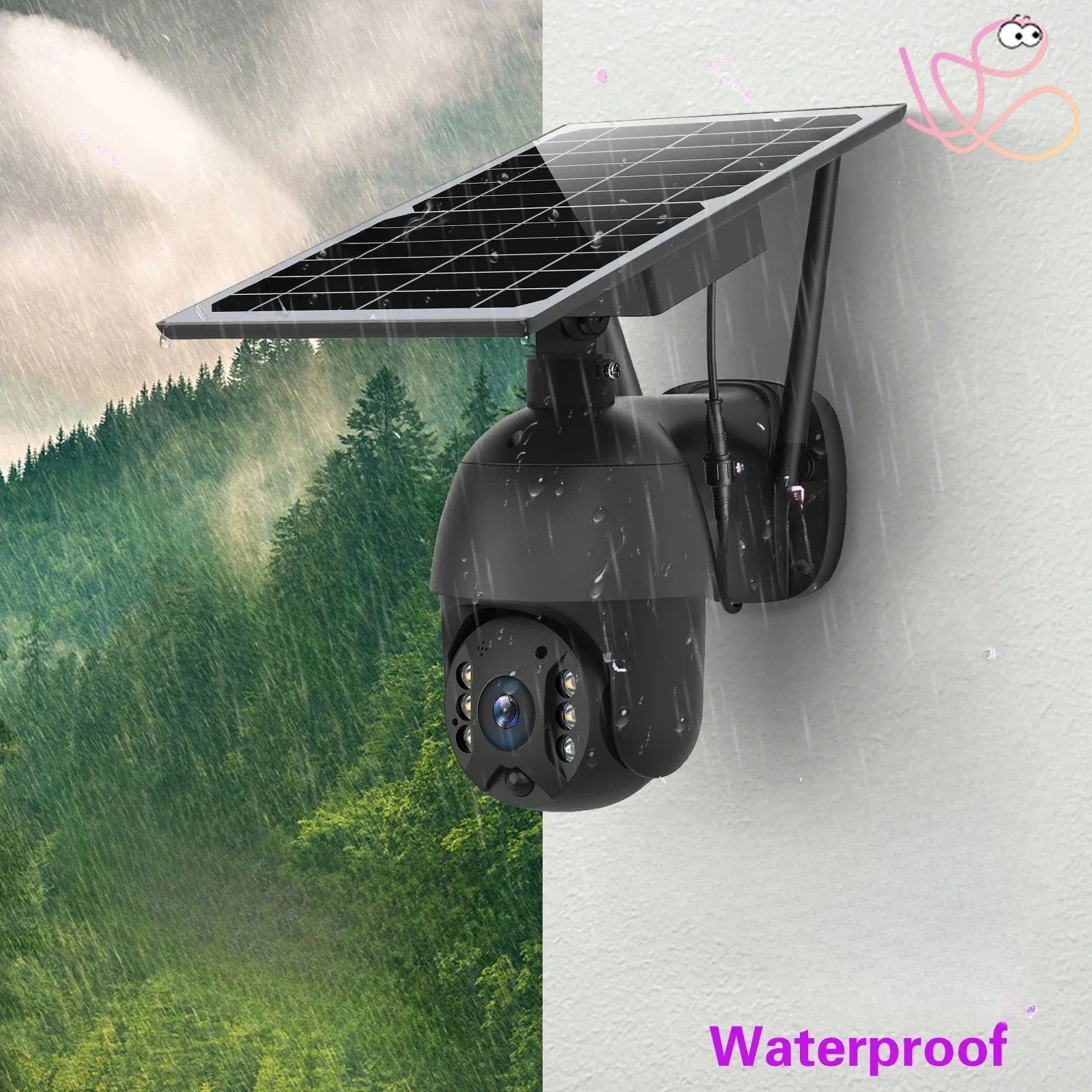 Newest PIR Night Vision Outdoor Wireless PTZ WiFi HD Surveillance Security CCTV Network Solar Camera