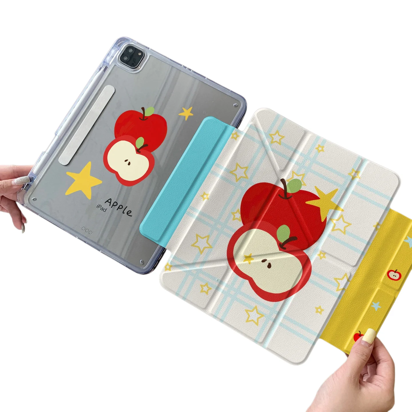 Red Apple Pen Slot Tablet Case For iPad Mini 6 7 Pro 2025 2024 2022 2021 2020 2019 2018 2017 11 10th Air 2 3 4 5 6 7 8 Cover