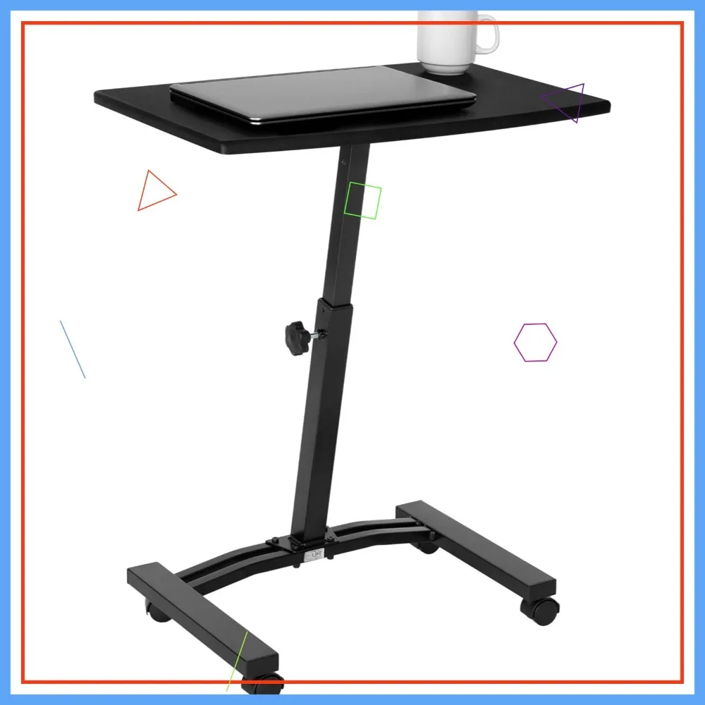

Adjustable Height Mobile Laptop Stand with Wheels, 24" Black Workstation for Home Office Classroom