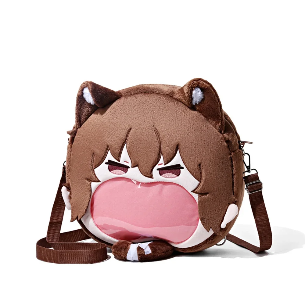 Anime Dazai Osamu Cospaly Backpack Student School Bag Cute Plush Shoulder Bag Brown Handbags Props Travel Bag Daypack