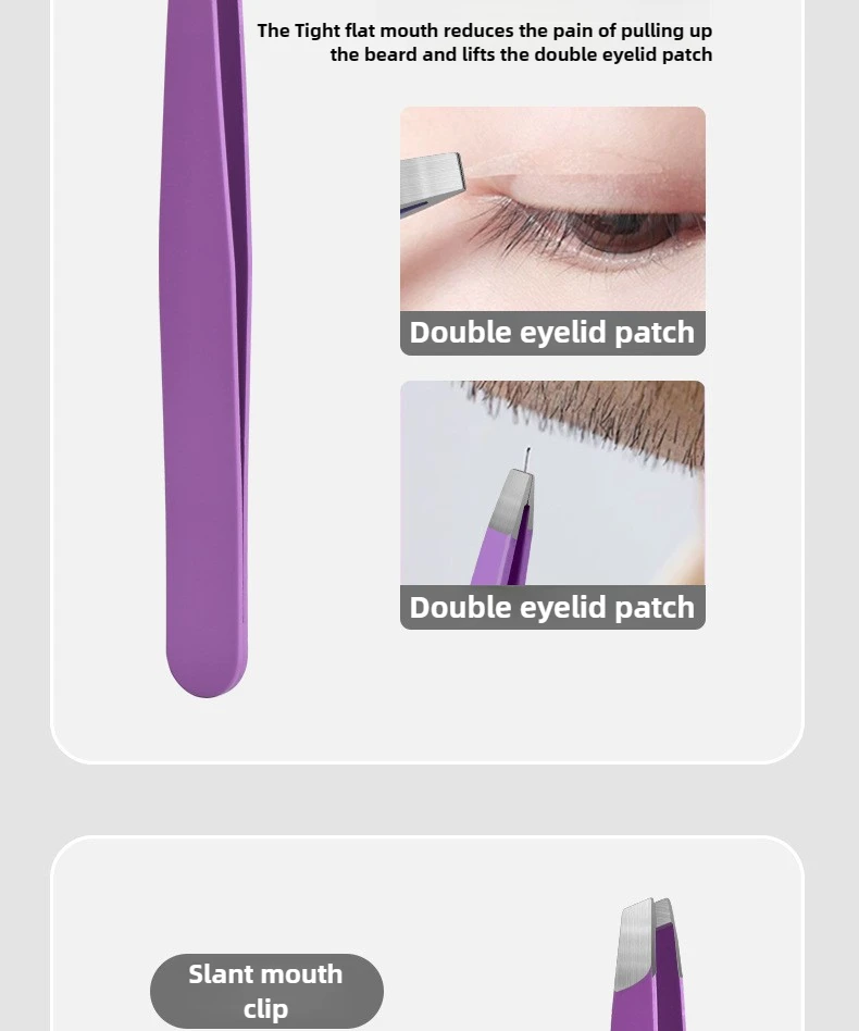 Augenbrauenpinzette, 4 Stück, buntes Haar, Schönheit, feine Haare, Abzieher, Edelstahl, schräge Augenbrauen-Clips, Entfernung, Make-up-Werkzeuge – Detail 5