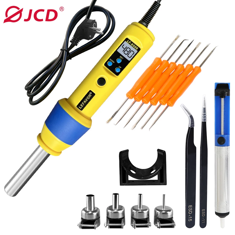 450W Micro Hot Air Gun Portable LCD Display Rework Station Heat Gun Hair Dryer Temperature Adjustable IC SMD BGA Welding Tools