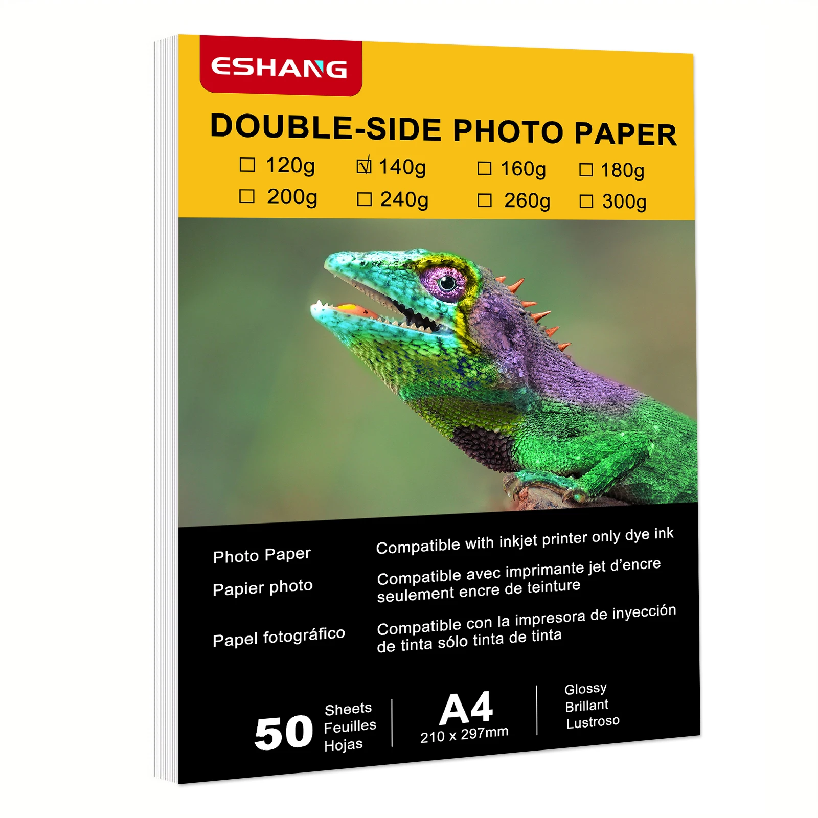 50 Blatt doppelseitiges Fotopapier, hochglänzendes Fotopapier, 8,3 x 11,7 Zoll, kompatibel mit Tintenstrahldrucker – Detail 1