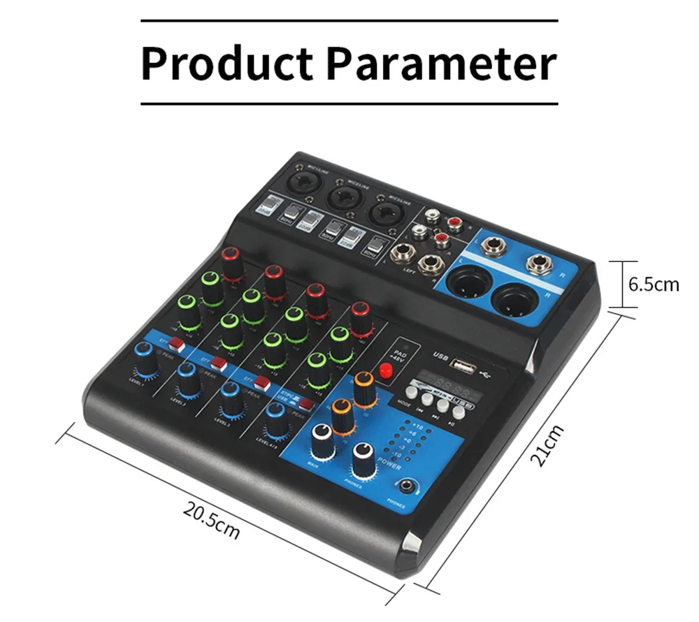 Hd Audio 5 Kanaals Sound Mixer Professionele Draagbare Console Computer Ingang 48V Power Live Broadcast A4 A5 Sound Audio Mixer