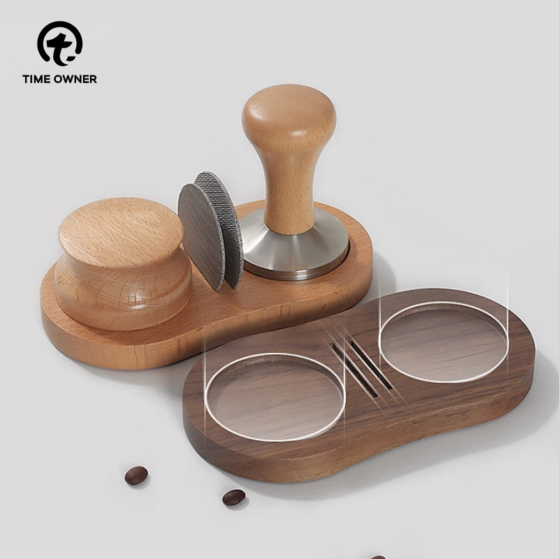 51/53/58Mm Walnut Kayu Kopi Bubuk Palu Dasar Kopi Filter Layar Pemegang Kopi Pembuat Dukungan Rak Dasar Aksesoris Kopi