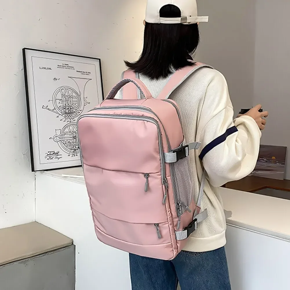 Pink Women Travel Backpack Water Repellent Anti-Theft Stylish Casual Daypack Bag with Luggage Strap & USB Charging Port Backpack