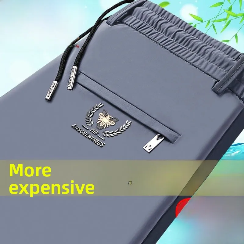 

Summer Ice Silk Loose Straight Leg Spor Thin Casual Pants High Elastic Long Trousers Breathable Men's Busin Casual Trousers