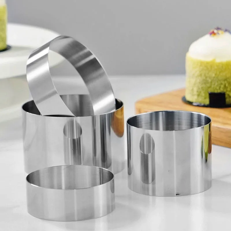 جولة الفولاذ المقاوم للصدأ موس قالب الكعكة أدوات الخبز-صنع كعكة أداة زخرفة المعجنات كعكة موس قالب الكرة السوشي أداة المطبخ #3