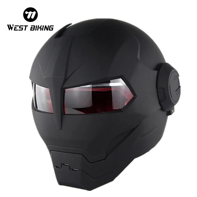 WEST BIKING Motorcycle Bike Full Face Helmet Matt Black Large Size Scooter Open Face Safety Helmet Waterproof Cycle Adult Helmet