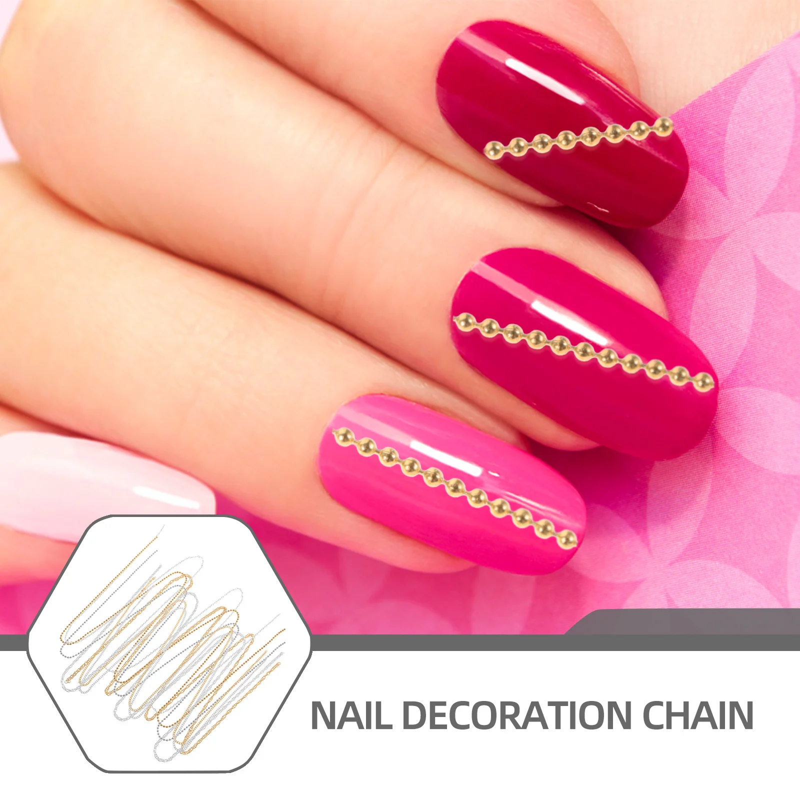 7 قطعة شرائط سلسلة للأظافر الاكريليك زخرفة المعادن تصميم سلسلة دائم لتقوم بها بنفسك مسمار ديكور فني مانيكير اكسسوارات مجوهرات أظافر #3