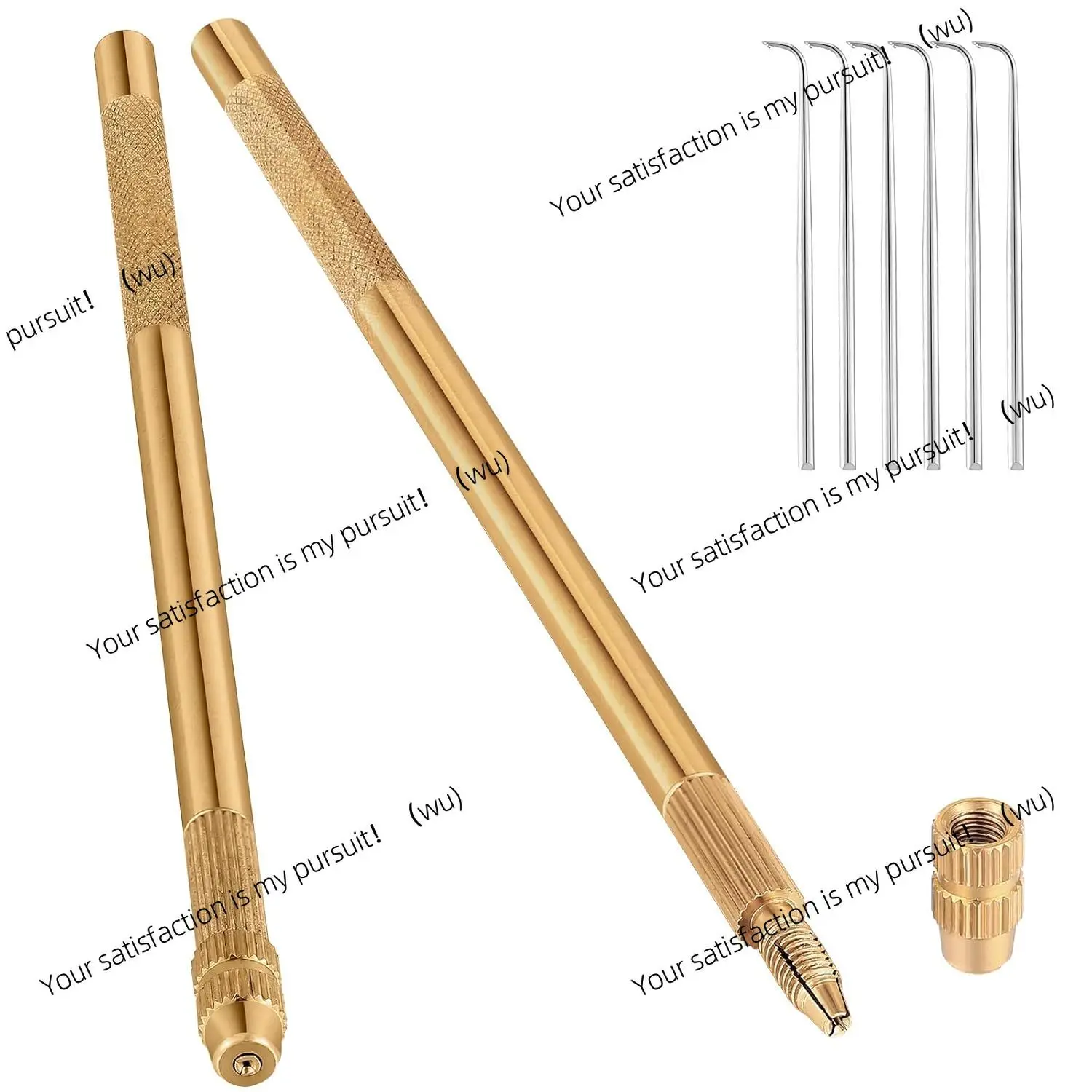 5 PCS Brass Ventilating Holder with Ventilating Needles for Lace Wig Different Size Make and Repair Lace Wig Venting Tool Kit