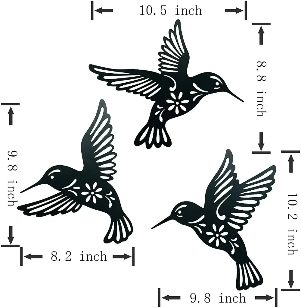 Metal Hummingbird Wall Art Decor, Elegant Metal Sculpture for Living Room Hanging