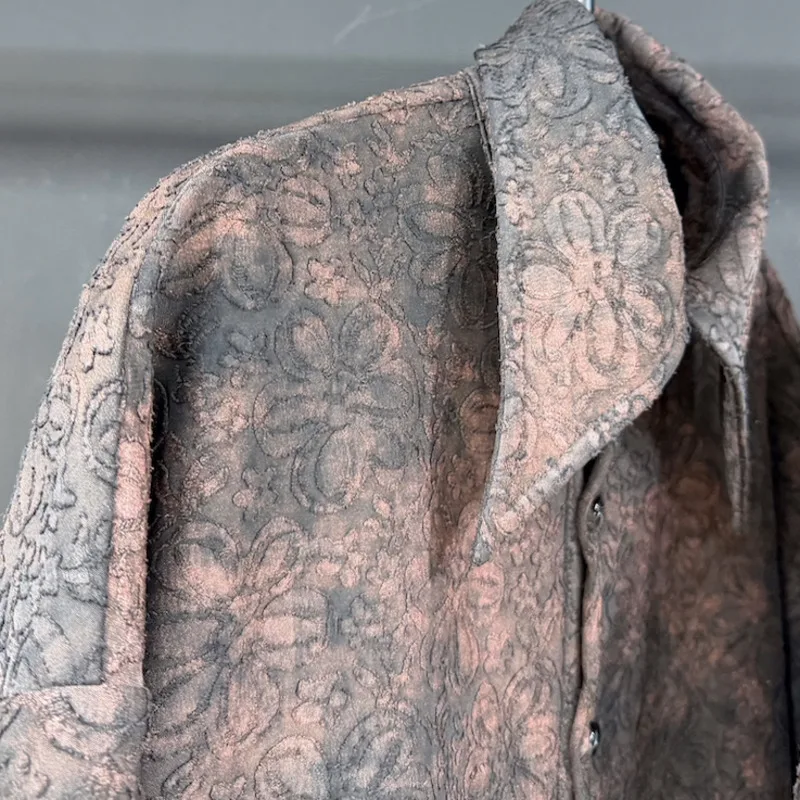 WVGA ربيع الخريف جديد رجل المد شارع العليا الدانتيل العصرية طويلة الأكمام قميص المتخصصة شيك عادية بدوره إلى أسفل طوق القمم Ins Y2K W13374 #5