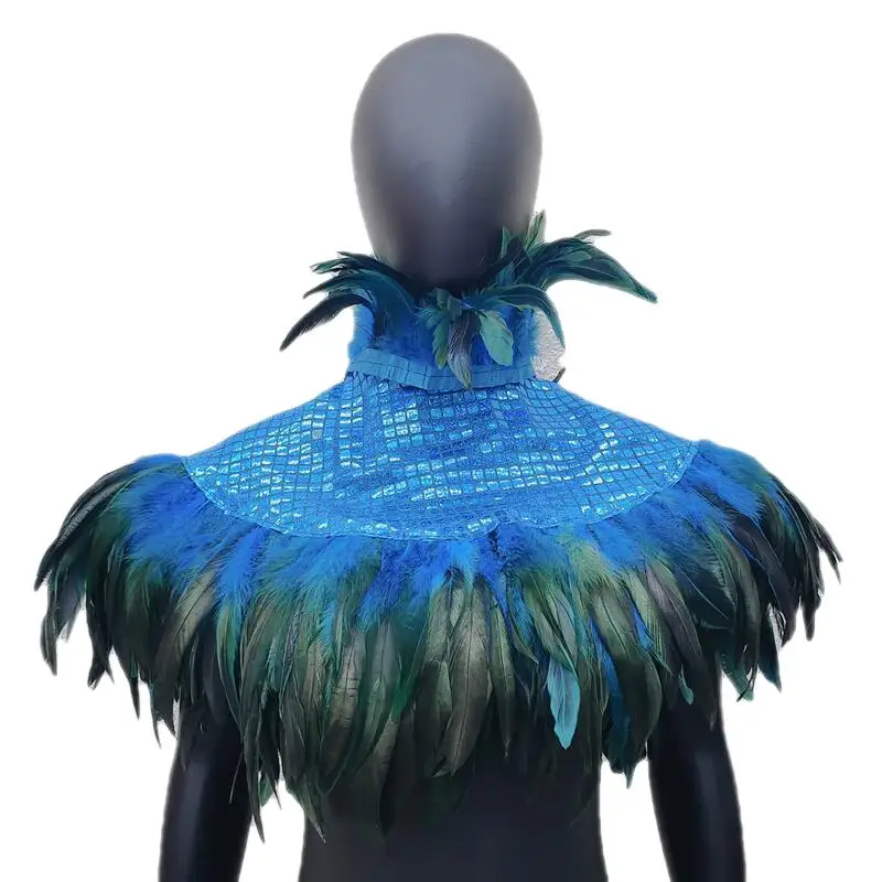 Adult Gothic Victorian Scarf Poncho Shoulder Wrap Natural Feather Shrug Shawl Choker Collar Cape Stole Halloween Cosplay Costume