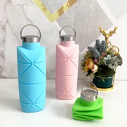 Bayzo750Ml Collapsible Water Bottle Leakproof Valve Reusable Silicone Foldable Travel Water Bottle for Gym Camping Hiking Travel