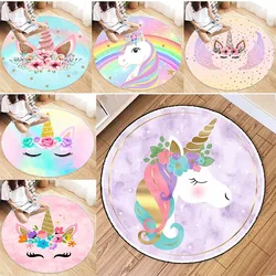 Rainbow Unicorn Round Carpet Big Living Room Bedroom Home Decor Rug Floor Mat Non-slip for Sofa Gift Decoration Doormat Festival