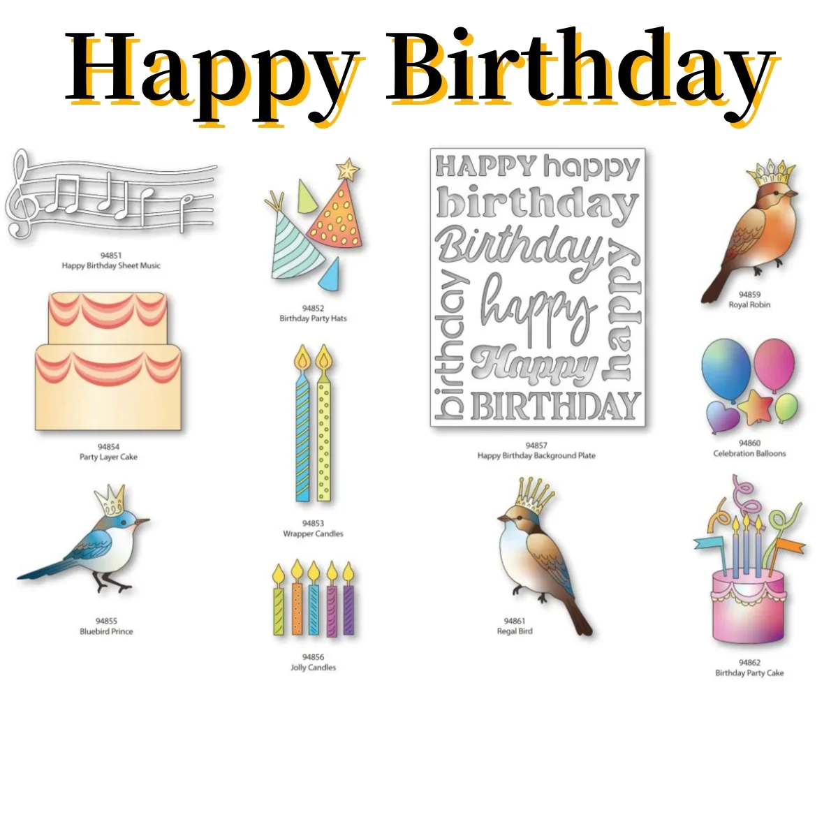

Birthday Collection Bird Cutting Dies Clear Stamps Stencil Hot Foil For DIY Making Card Scrapbook Paper Craft Supplies Template