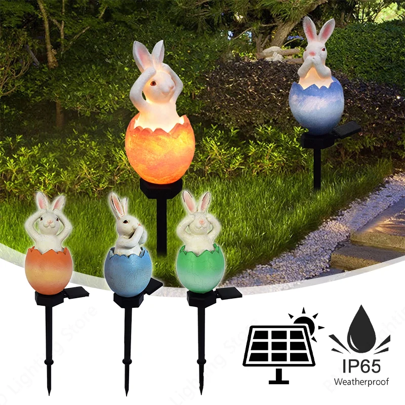 Easter Bunny Solar Ground light  Outdoor Lawn Lamp Floor Lamp Cartoon Animal Rabbit Decorative Garden Courtyard Landscape Lamp ﻿