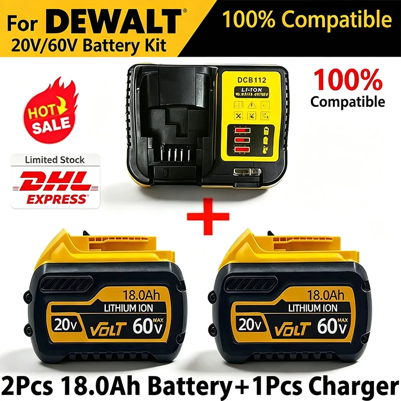 20V MAX XR Lithium Battery Pack For DeWalt Power Tools Replacement Battery Compatible DCB200 DCB205 8.0Ah Rechargeable Battery