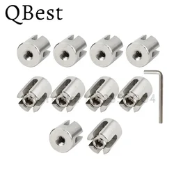 10PCS 316 Stainless Steel Cable Railing Cross Cable Clamps for 2-6mm Wire Rope Clips Fitting for Wall Trellis