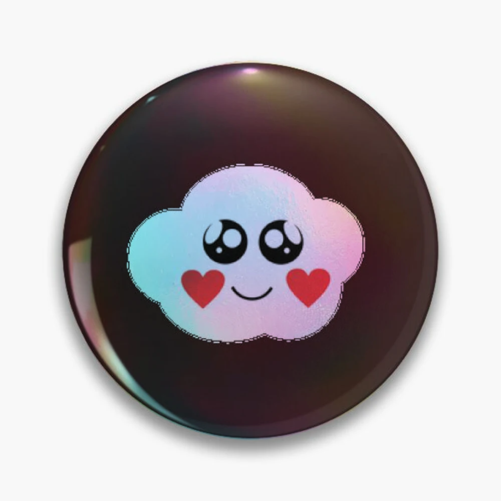 Cute Cloud-face  Pin Holographic Star Heart Pin Brooches Laminated Button Fashion Accessory