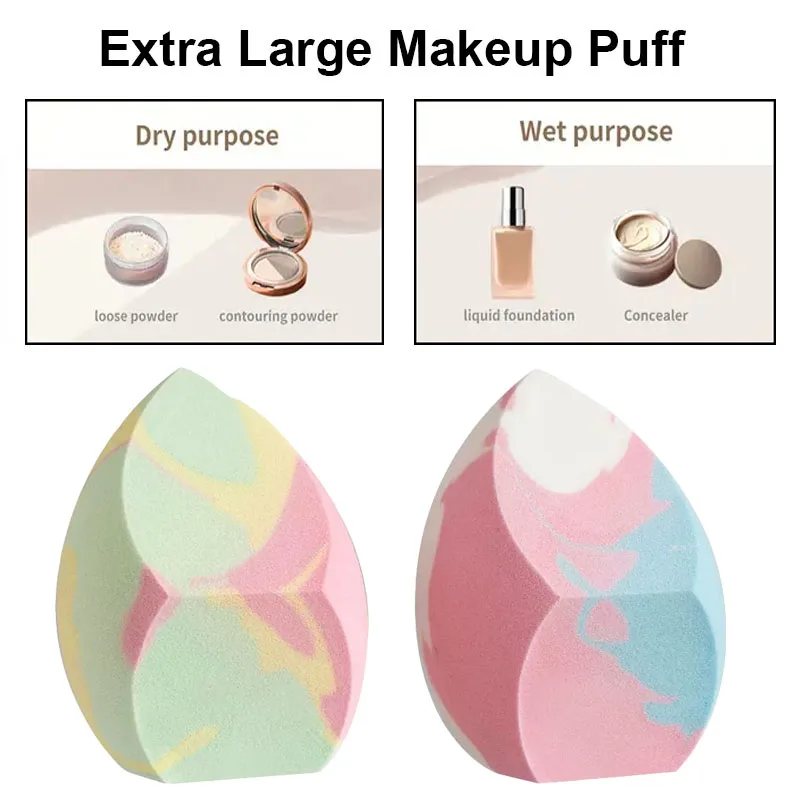 특대형 메이크업 스펀지 파운데이션 화장 퍼프 삼각형 스무스 파우더 컨실러 퍼프 건식 및 습식 겸용 멀티 컬러 스펀지