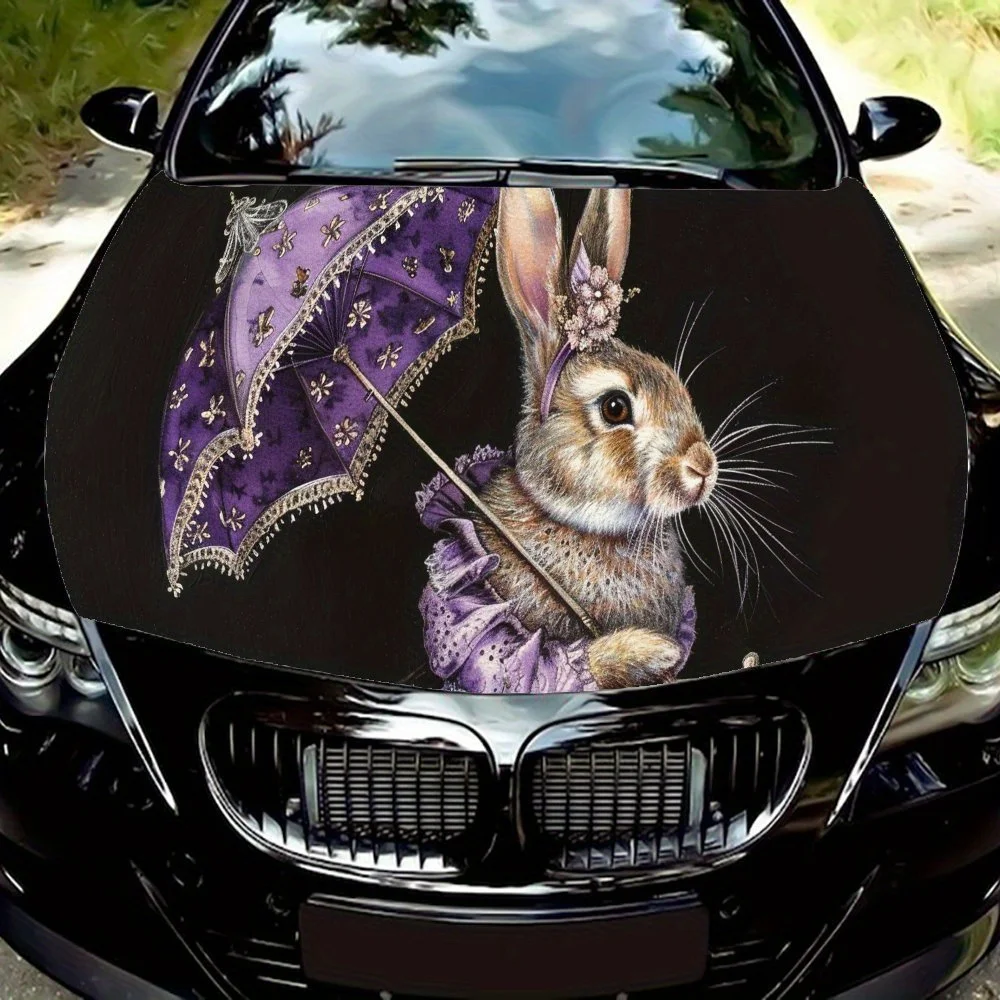 Noble Rabbit Pattern car hood stickers, waterproof self-adhesive, scratch resistant, easy to stick, durable car PVC stickers, ca