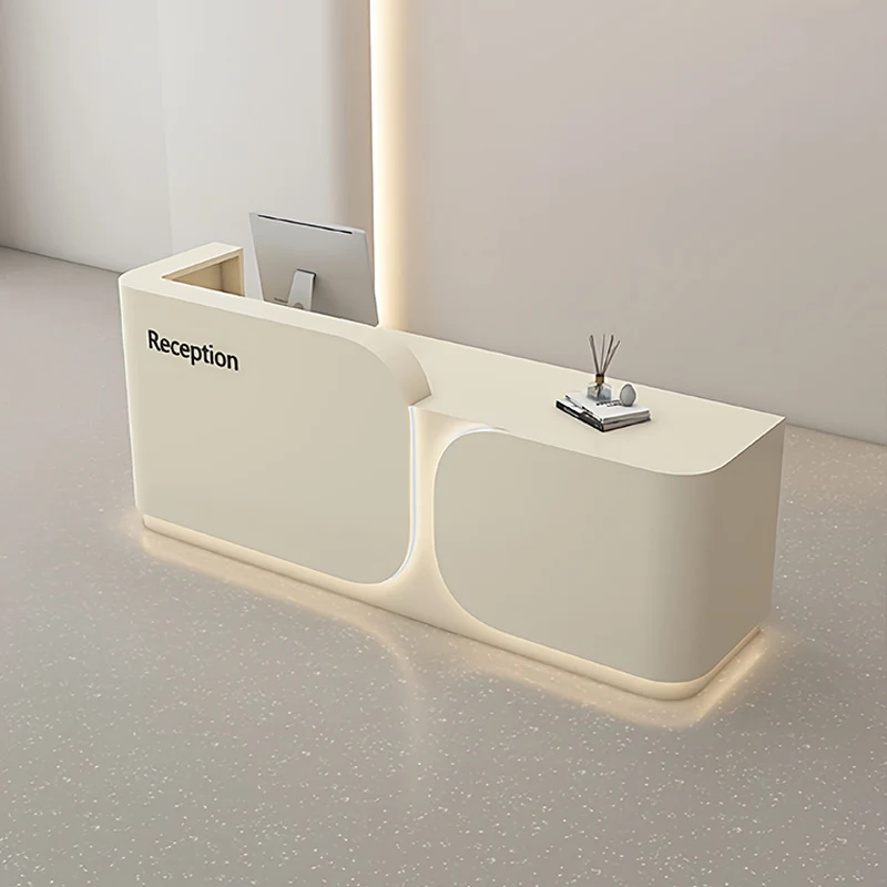 %*y Custom-made High-end Light Luxury MDF Reception Desks Checkout Counters for Beauty Salons Clothing Stores Wellness Centers