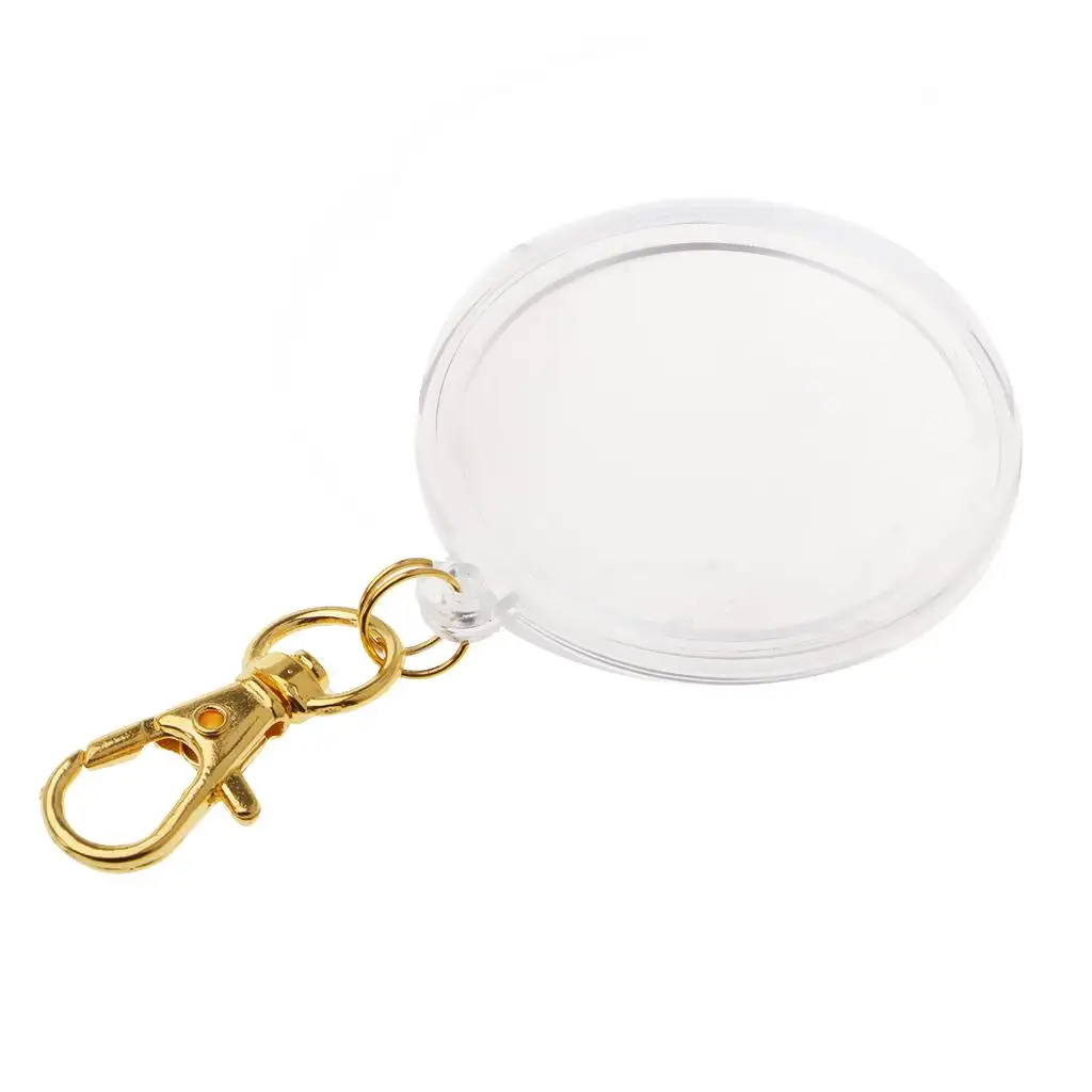 Coin Storage Box Acrylic Key Chain Round Classic Coin Holder Organizer for Home and Travel