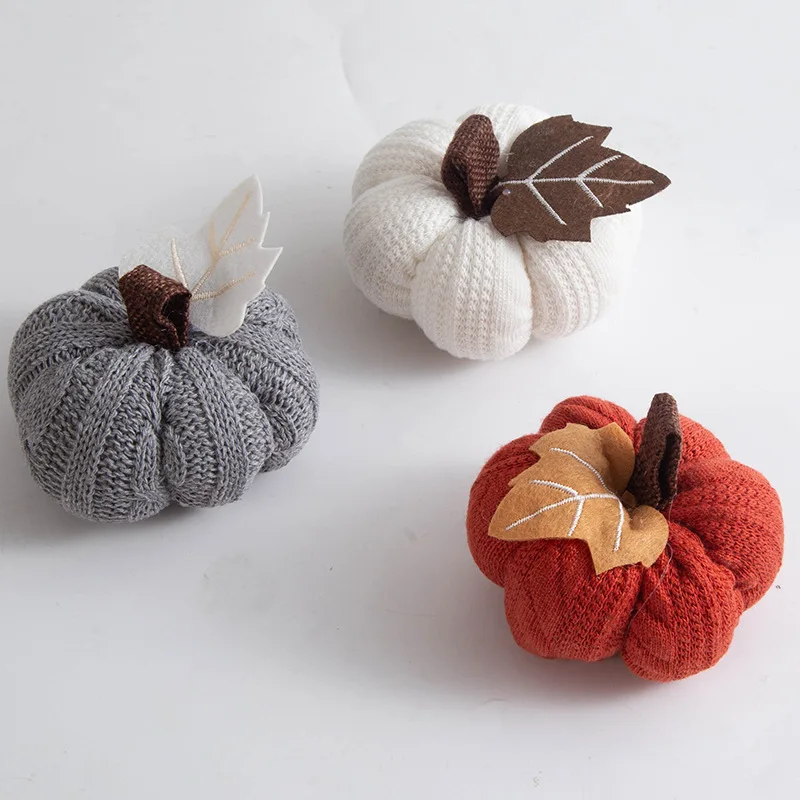 

Pumpkin Harvest Festival Decorations Orange Pumpkin Table Decor for Thanksgiving Knitted Halloween Decor