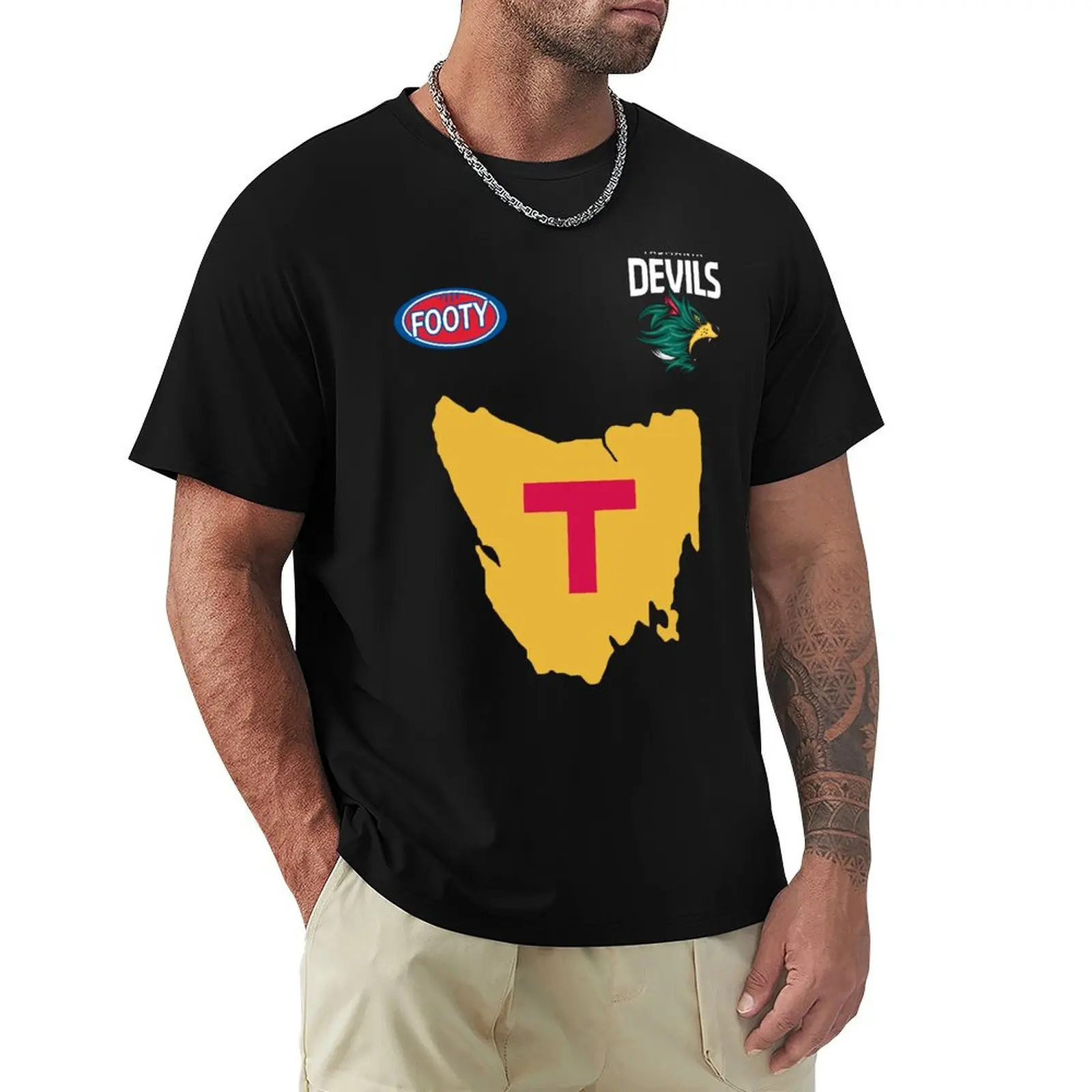 

Tasmania Devils Football Club Style Guernsey T-Shirt Holiday Lightweight T-Shirt