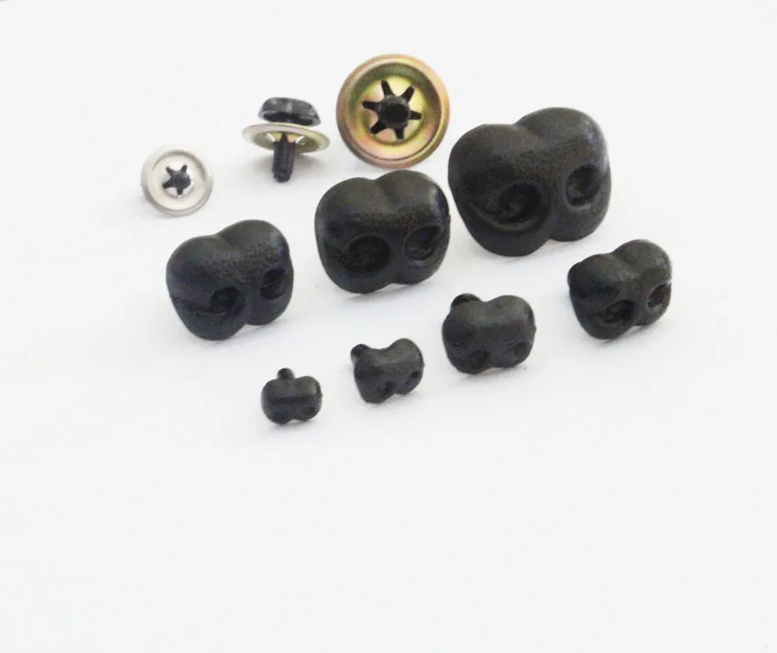 50pcs t new cute 8mm-30mm black brown  color smooth stem plastic toy nose animal nose with meteal washer for diy handcraft