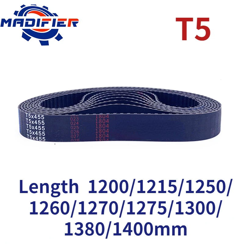 T5 Width 10/15/20/25/30/35/40/45/50mm Closed Loop Rubber Timing Belt Length 1200/1215/1250/1260/1270/1275/1300/1380/1400mm